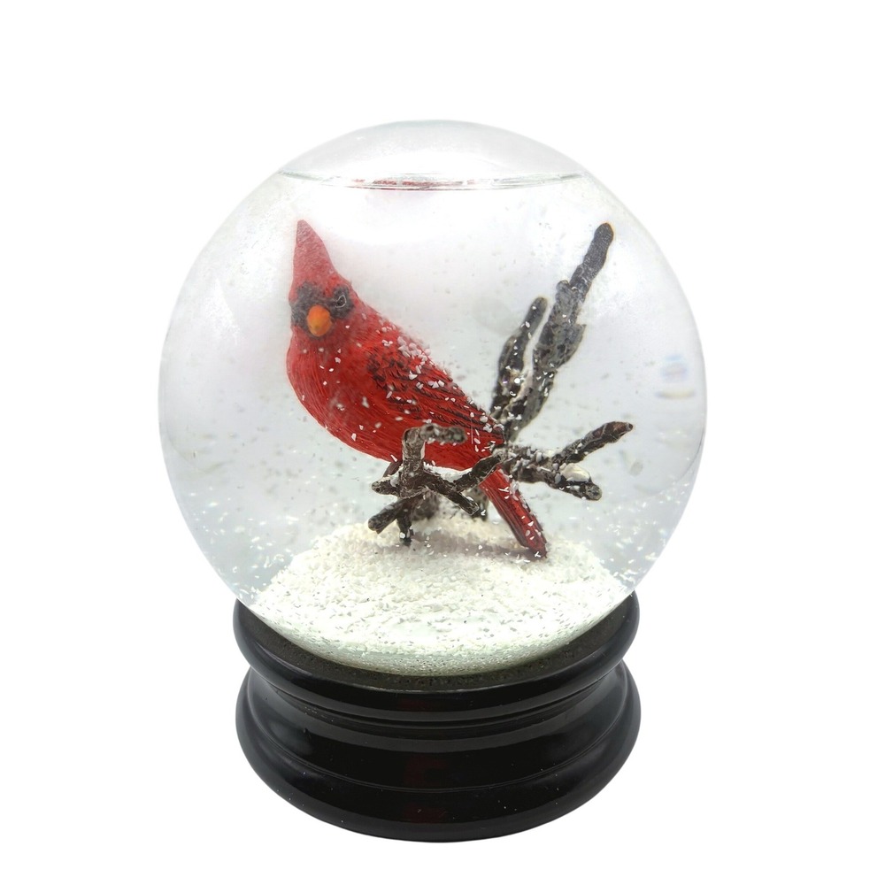 Gumps San Francisco Snow Globe Red Cardinal Bird Black Base 2012 Big Trike